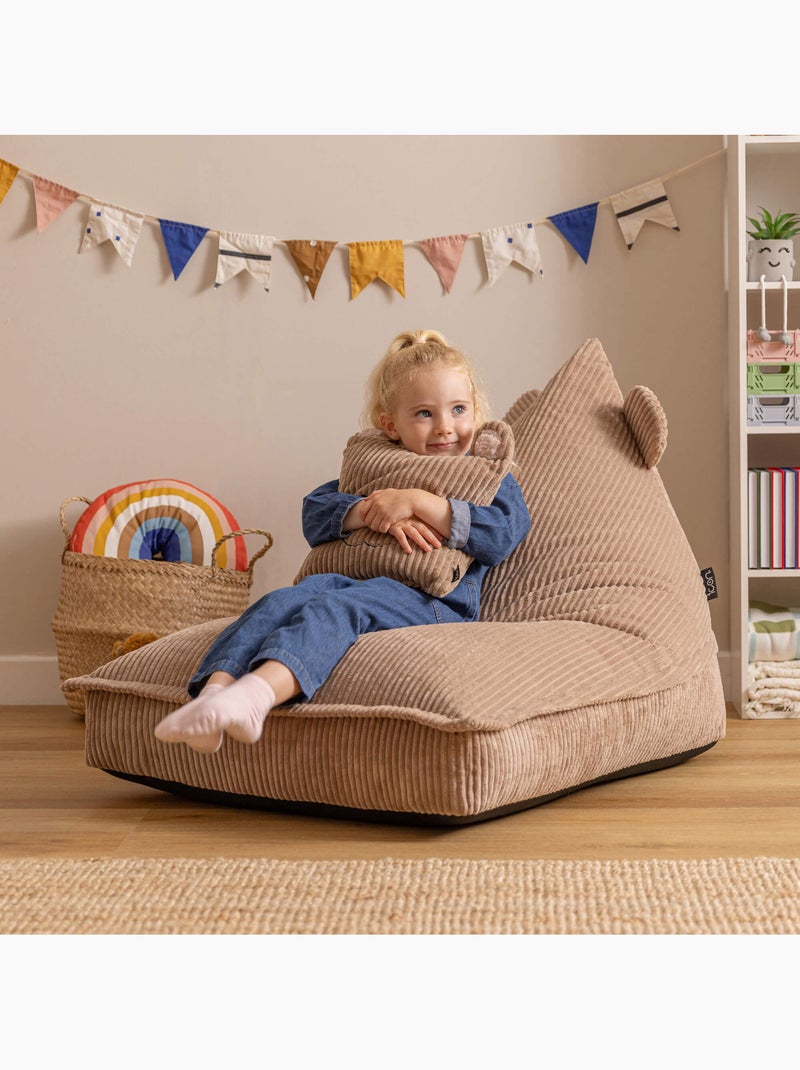 Pouf poltrona per bambini con cuscino abbinato in velluto a coste - icon Marrone chiaro - Kiabi