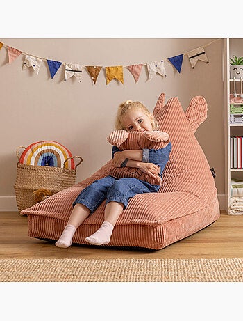 Pouf poltrona per bambini con cuscino abbinato in velluto a coste - icon