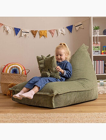 Pouf poltrona per bambini con cuscino abbinato in velluto a coste - icon