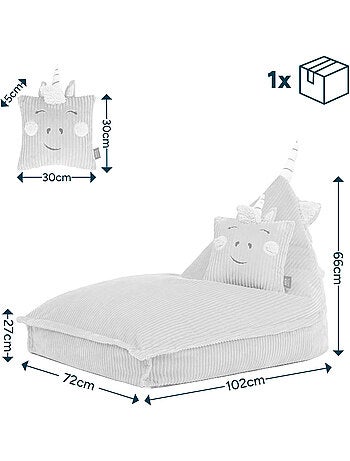 Pouf poltrona per bambini con cuscino abbinato in velluto a coste - icon