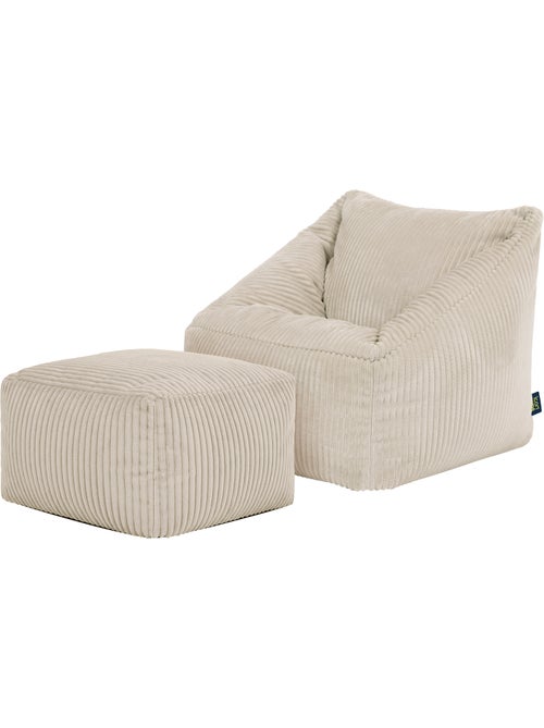 Pouf poltrona per bambini con poggiapiedi quadrato coordinato in velluto a coste - icon - Kiabi