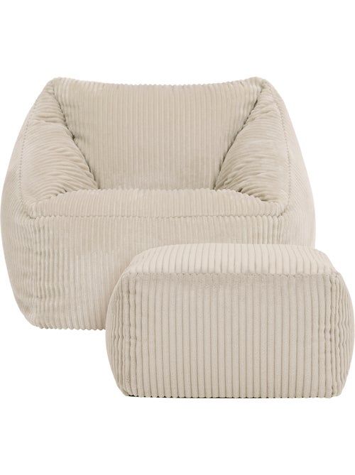 Pouf poltrona per bambini con poggiapiedi quadrato coordinato in velluto a coste - icon - Kiabi