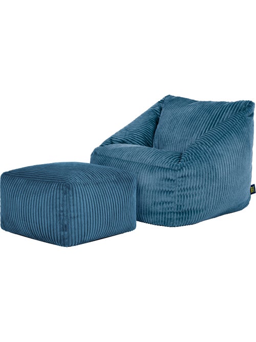 Pouf poltrona per bambini con poggiapiedi quadrato coordinato in velluto a coste - icon - Kiabi