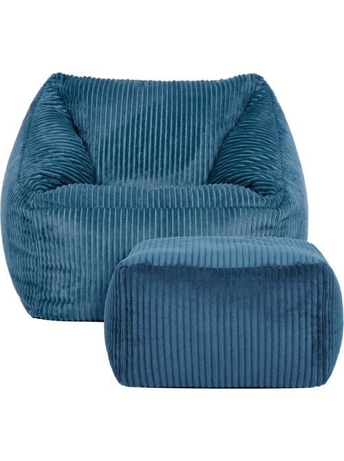 Pouf poltrona per bambini con poggiapiedi quadrato coordinato in velluto a coste - icon - Kiabi