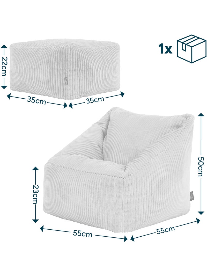 Pouf poltrona per bambini con poggiapiedi quadrato coordinato in velluto a coste - icon Blu jeans - Kiabi