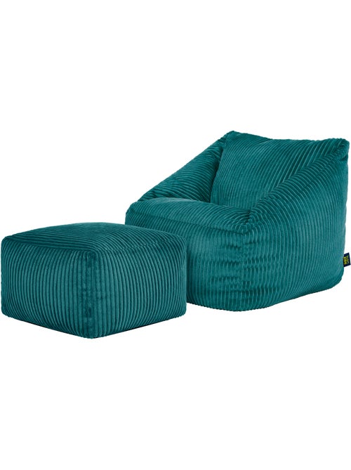 Pouf poltrona per bambini con poggiapiedi quadrato coordinato in velluto a coste - icon - Kiabi