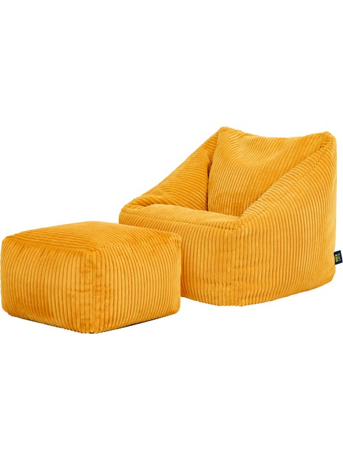 Pouf poltrona per bambini con poggiapiedi quadrato coordinato in velluto a coste - icon - Kiabi