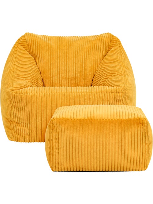 Pouf poltrona per bambini con poggiapiedi quadrato coordinato in velluto a coste - icon - Kiabi