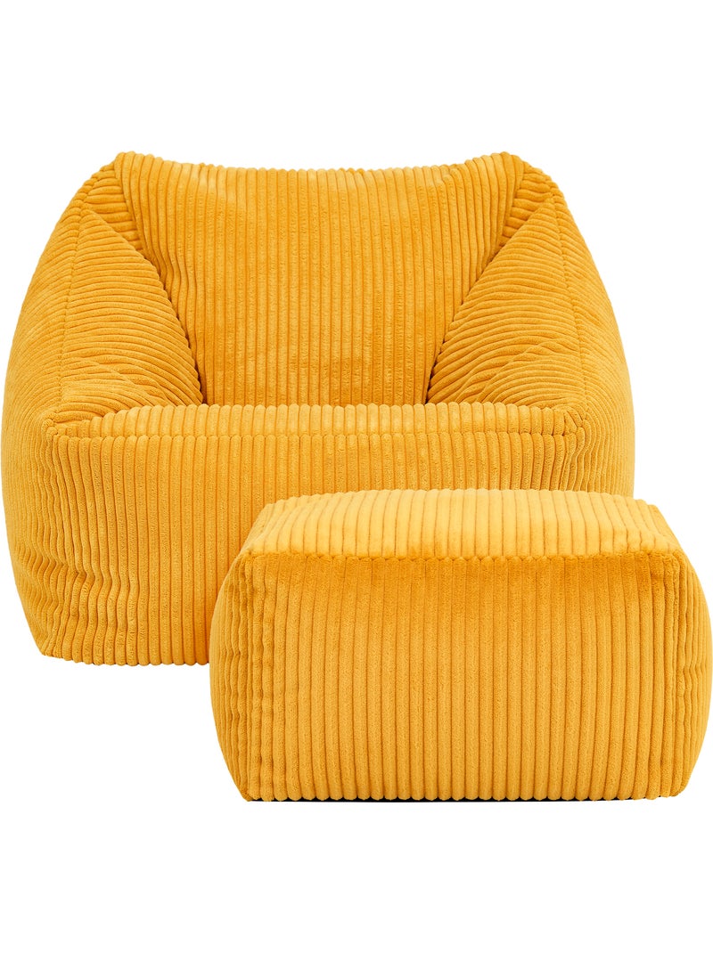 Pouf poltrona per bambini con poggiapiedi quadrato coordinato in velluto a coste - icon Lino - Kiabi