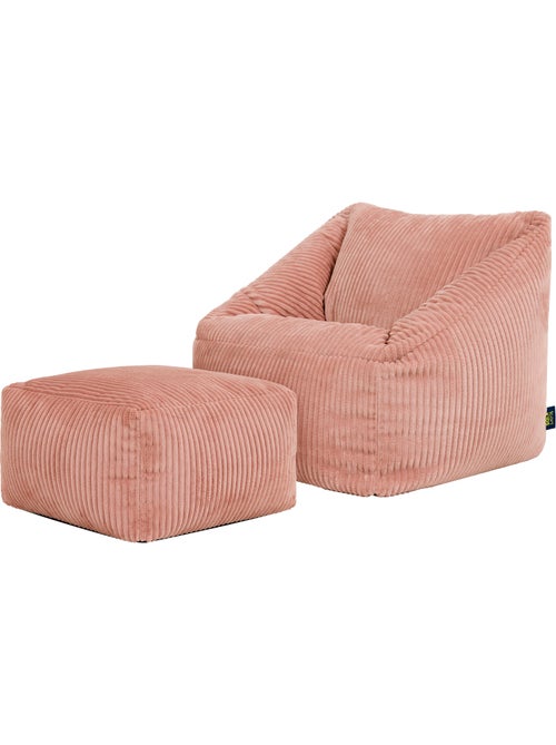 Pouf poltrona per bambini con poggiapiedi quadrato coordinato in velluto a coste - icon - Kiabi