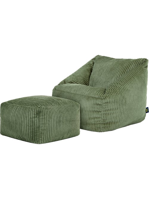 Pouf poltrona per bambini con poggiapiedi quadrato coordinato in velluto a coste - icon - Kiabi