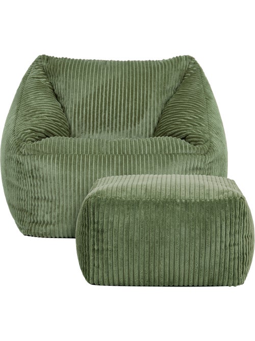 Pouf poltrona per bambini con poggiapiedi quadrato coordinato in velluto a coste - icon - Kiabi