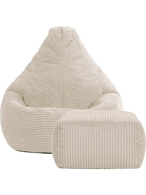 Pouf poltrona per bambini con schienale alto e poggiapiedi coordinato in velluto a coste - icon - Kiabi