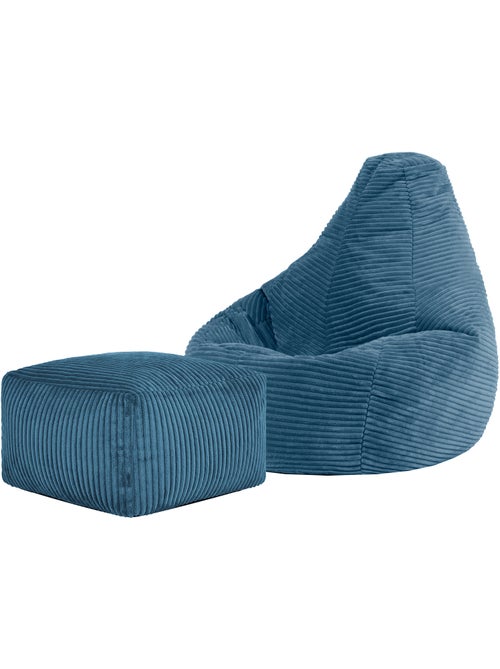 Pouf poltrona per bambini con schienale alto e poggiapiedi coordinato in velluto a coste - icon - Kiabi