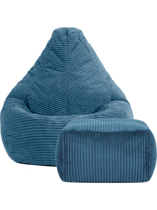 Pouf poltrona per bambini con schienale alto e poggiapiedi coordinato in velluto a coste - icon - Kiabi