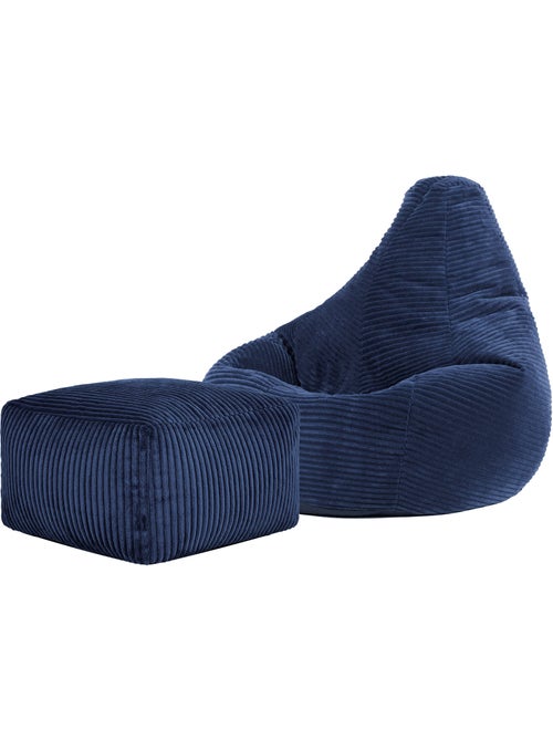 Pouf poltrona per bambini con schienale alto e poggiapiedi coordinato in velluto a coste - icon - Kiabi