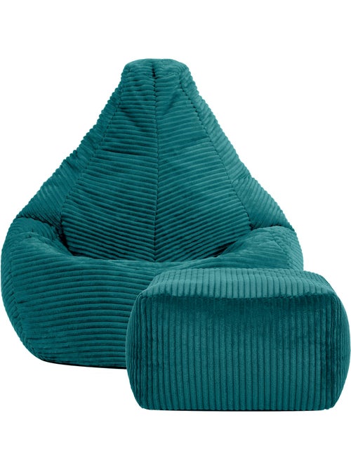 Pouf poltrona per bambini con schienale alto e poggiapiedi coordinato in velluto a coste - icon - Kiabi