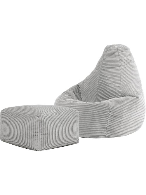 Pouf poltrona per bambini con schienale alto e poggiapiedi coordinato in velluto a coste - icon - Kiabi