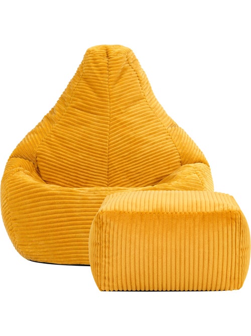 Pouf poltrona per bambini con schienale alto e poggiapiedi coordinato in velluto a coste - icon - Kiabi