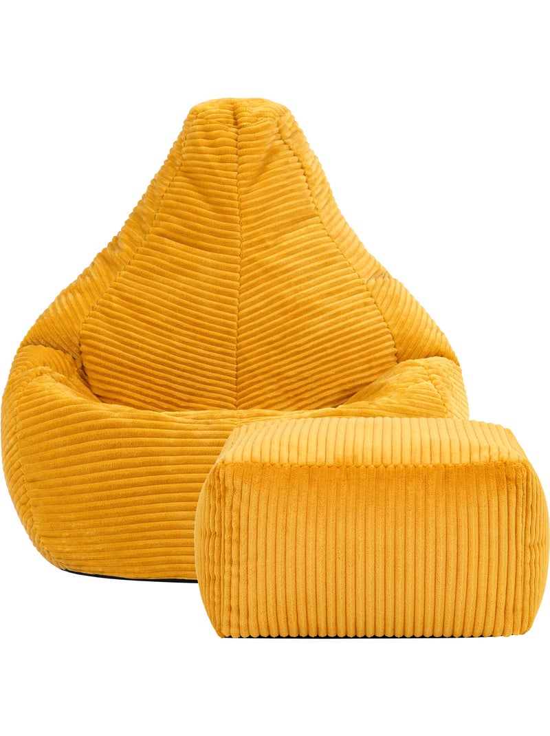 Pouf poltrona per bambini con schienale alto e poggiapiedi coordinato in velluto a coste - icon Lino - Kiabi