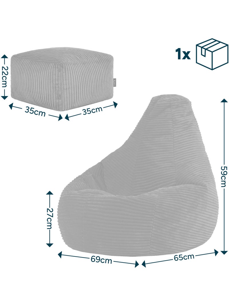 Pouf poltrona per bambini con schienale alto e poggiapiedi coordinato in velluto a coste - icon Lino - Kiabi