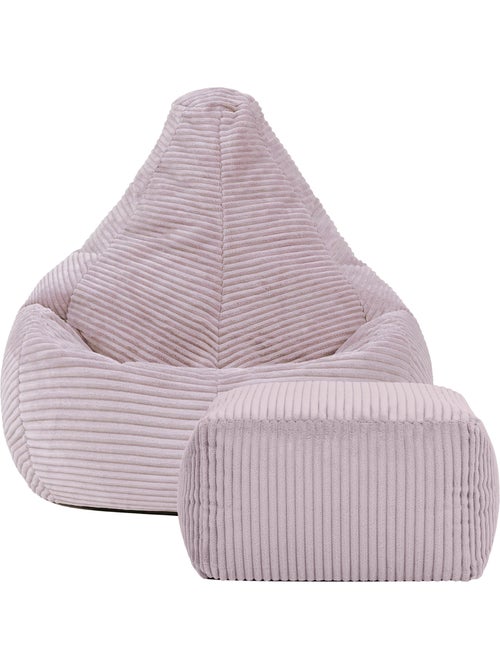 Pouf poltrona per bambini con schienale alto e poggiapiedi coordinato in velluto a coste - icon - Kiabi