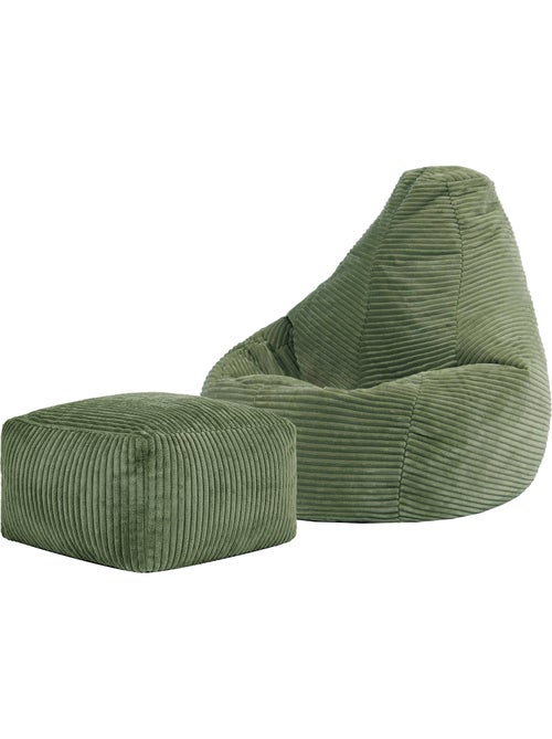 Pouf poltrona per bambini con schienale alto e poggiapiedi coordinato in velluto a coste - icon - Kiabi