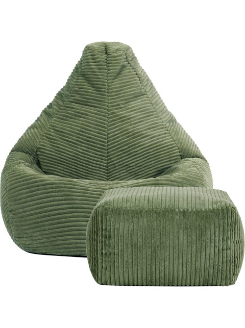 Pouf poltrona per bambini con schienale alto e poggiapiedi coordinato in velluto a coste - icon - Kiabi
