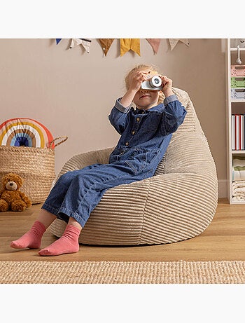 Pouf poltrona per bambini con schienale alto in velluto a coste - icon