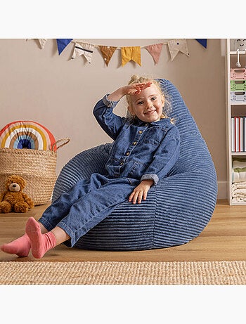 Pouf poltrona per bambini con schienale alto in velluto a coste - icon