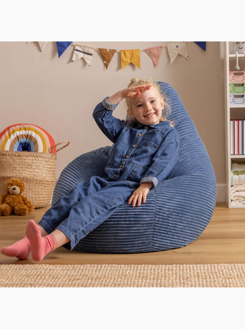 Pouf poltrona per bambini con schienale alto in velluto a coste - icon Blu jeans - Kiabi