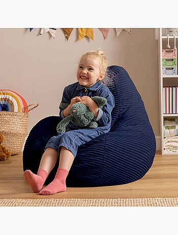 Pouf poltrona per bambini con schienale alto in velluto a coste - icon