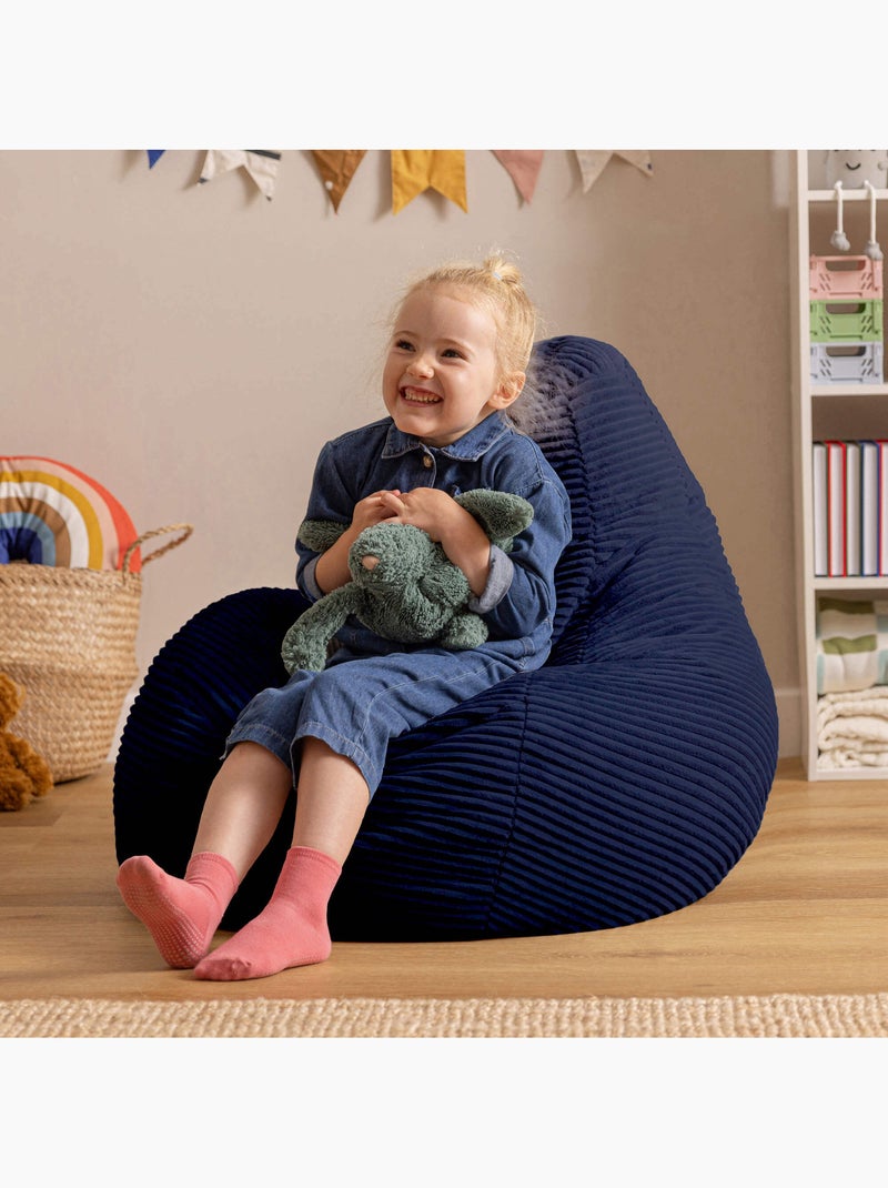 Pouf poltrona per bambini con schienale alto in velluto a coste - icon Blu marino - Kiabi