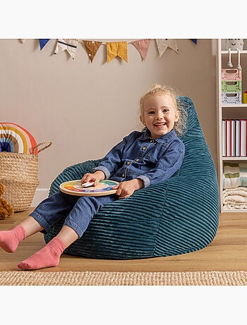 Pouf poltrona per bambini con schienale alto in velluto a coste - icon