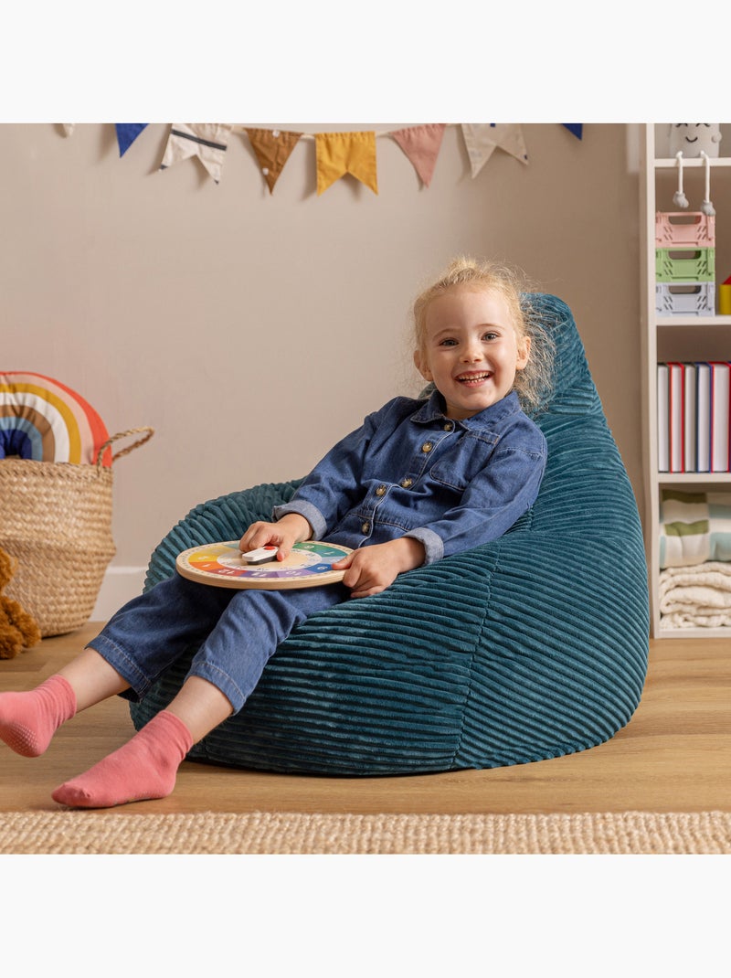 Pouf poltrona per bambini con schienale alto in velluto a coste - icon Blu pavone - Kiabi