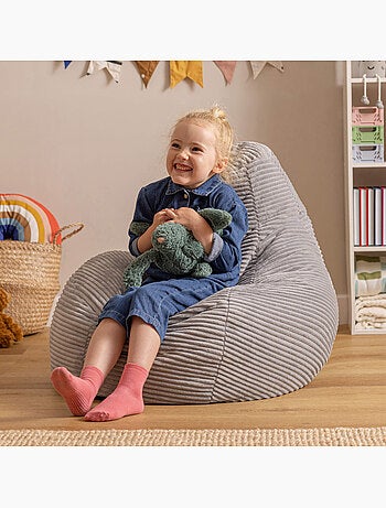 Pouf poltrona per bambini con schienale alto in velluto a coste - icon
