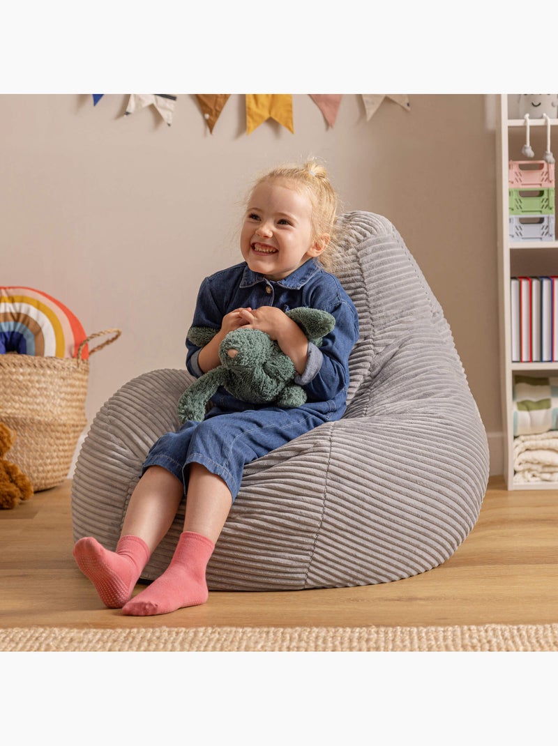 Pouf poltrona per bambini con schienale alto in velluto a coste - icon Grigio chiaro - Kiabi