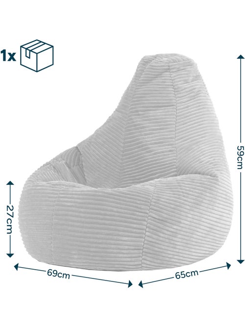 Pouf poltrona per bambini con schienale alto in velluto a coste - icon - Kiabi