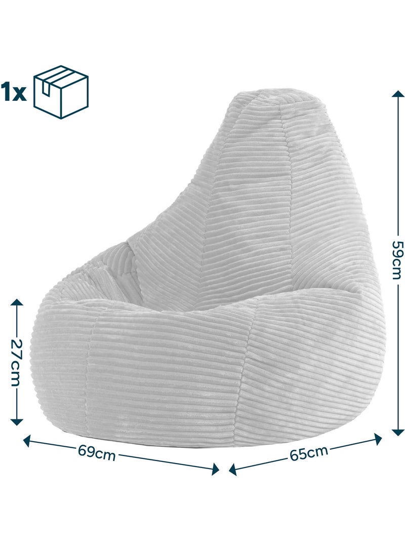 Pouf poltrona per bambini con schienale alto in velluto a coste - icon Grigio chiaro - Kiabi