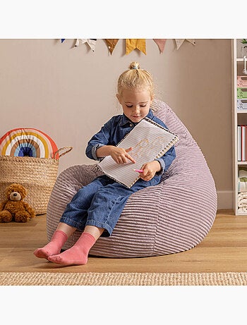 Pouf poltrona per bambini con schienale alto in velluto a coste - icon