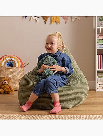 Pouf poltrona per bambini con schienale alto in velluto a coste - icon