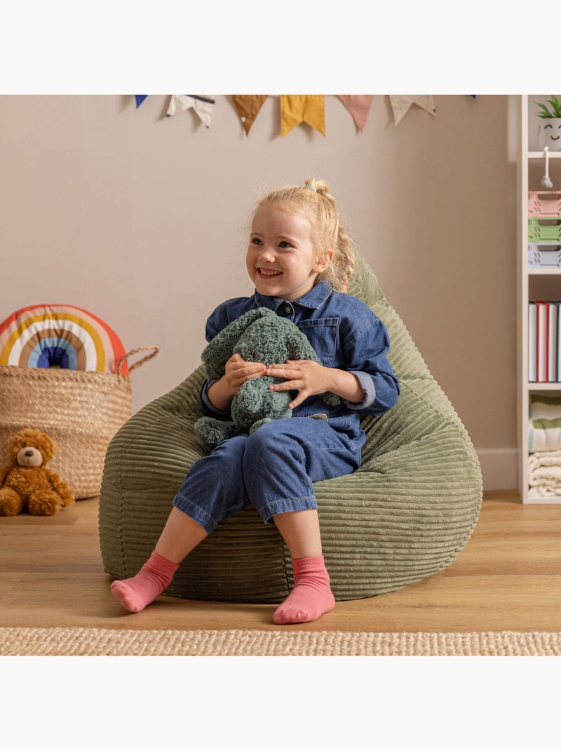 Pouf poltrona per bambini con schienale alto in velluto a coste - icon Verde salvia - Kiabi