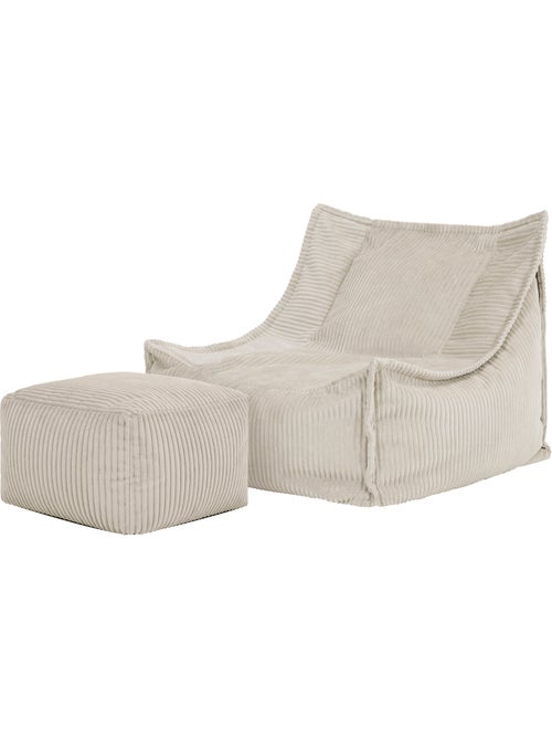 Pouf poltrona per bambini grandi con poggiapiedi quadrato coordinato in velluto a coste - icon - Kiabi