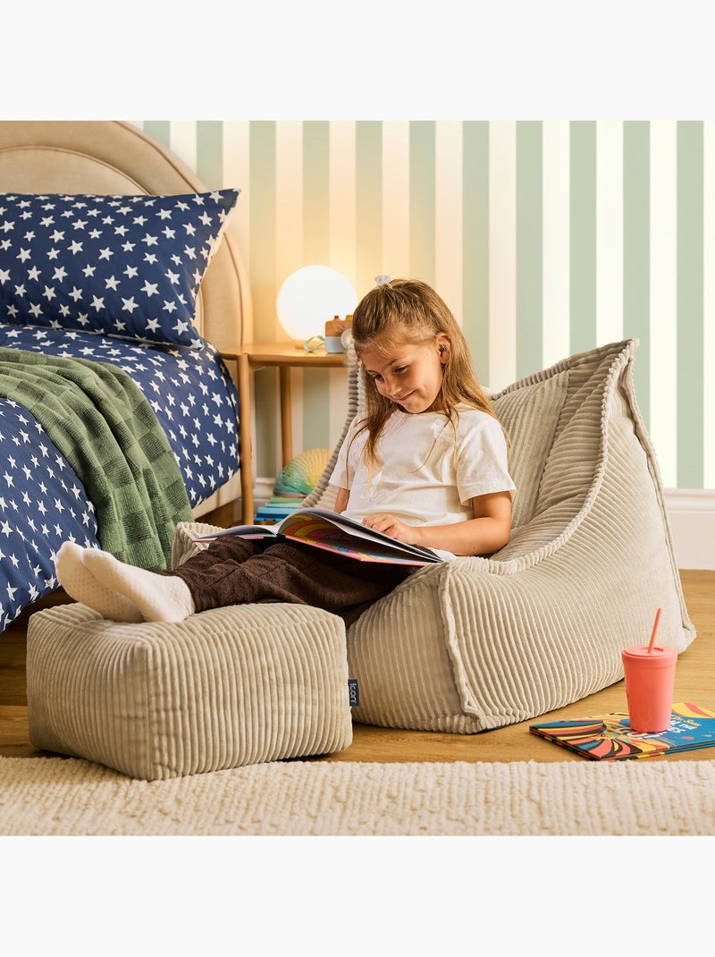 Pouf poltrona per bambini grandi con poggiapiedi quadrato coordinato in velluto a coste - icon Beige - Kiabi