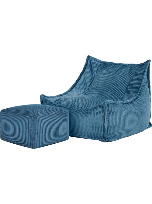 Pouf poltrona per bambini grandi con poggiapiedi quadrato coordinato in velluto a coste - icon - Kiabi