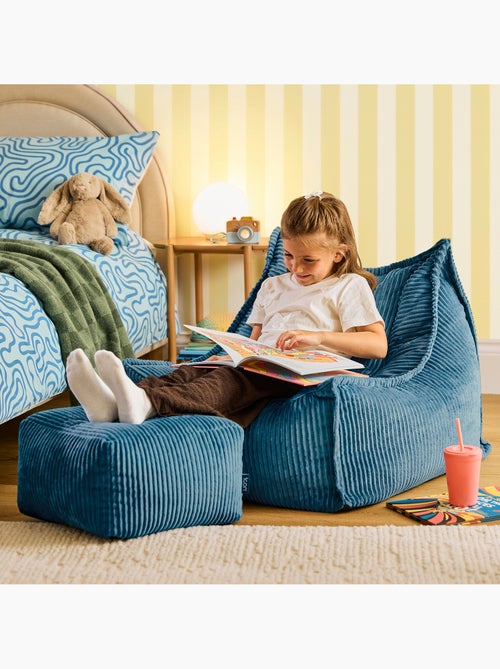Pouf poltrona per bambini grandi con poggiapiedi quadrato coordinato in velluto a coste - icon - Kiabi