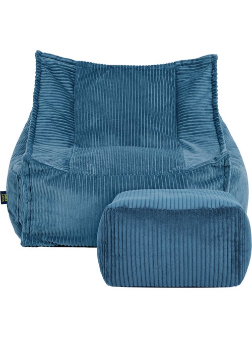 Pouf poltrona per bambini grandi con poggiapiedi quadrato coordinato in velluto a coste - icon - Kiabi