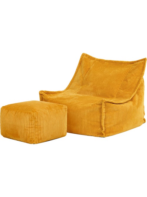 Pouf poltrona per bambini grandi con poggiapiedi quadrato coordinato in velluto a coste - icon - Kiabi