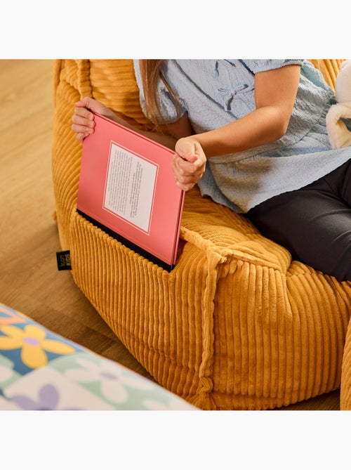 Pouf poltrona per bambini grandi con poggiapiedi quadrato coordinato in velluto a coste - icon - Kiabi