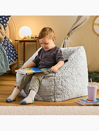 Pouf poltrona per bambini in morbido tessuto effetto peluche -icon